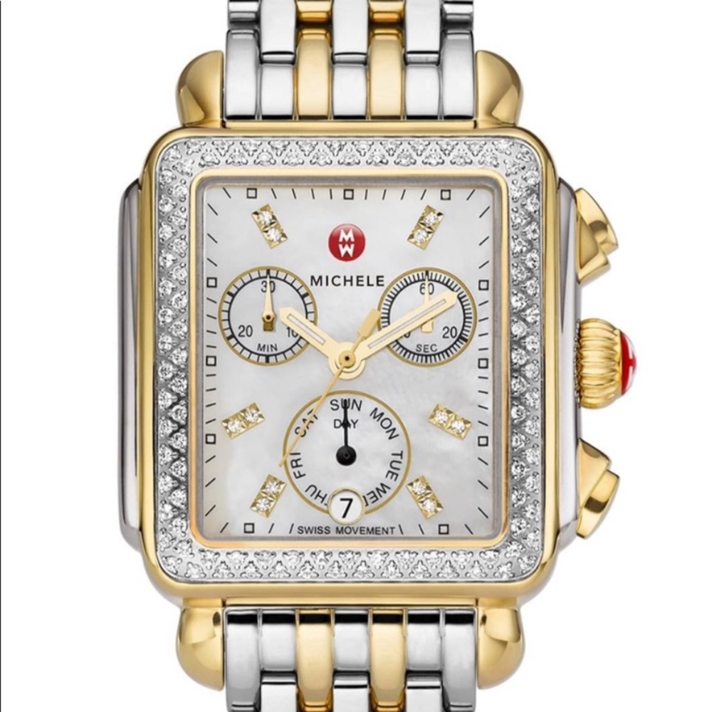 MICHELE Deco Diamond two-toned watch